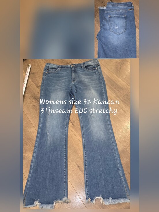 KanCan Denim - KanCan Medium Blue Flare Jeans with Distressed Hem